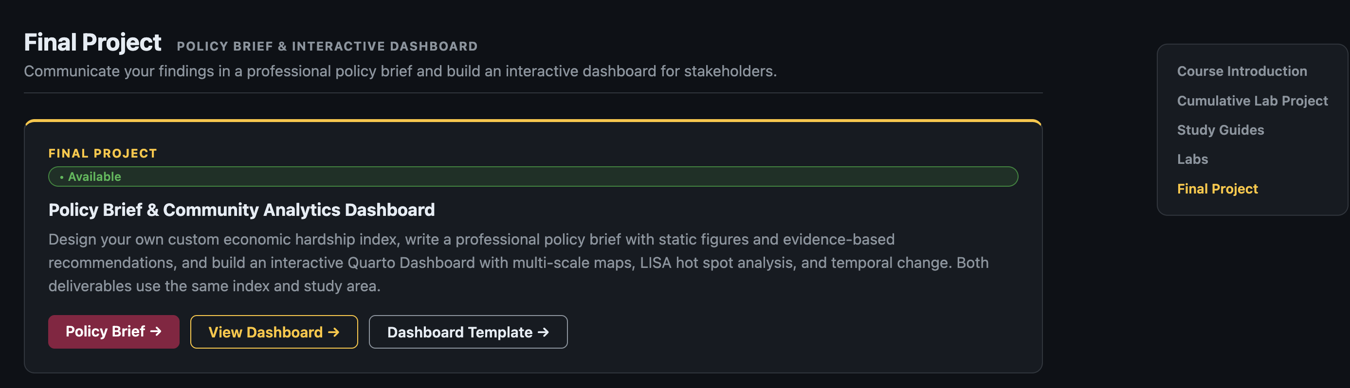 Final project dashboard